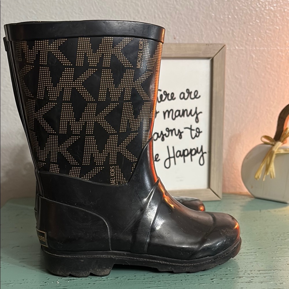 Michael Kors Black and Gold Rain Boots